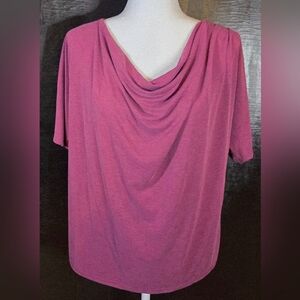 NWT Green Envelope Los Angeles Cranberry Cowl Neck Blouse Short Sleeve Blouse